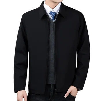 Мужская осенне-зимняя деловая куртка, мужские теплые пальто на молнии с отложным воротником, модная Мужская верхняя одежда, мужские повседневные куртки, одежда