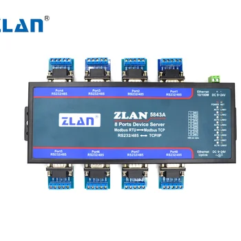 ZLAN5843A 8-портовый RS232 RS485 к Ethernet TCP/IP Modbus промышленный сервер с несколькими последовательными сетями Ethernet