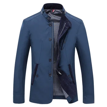 2023 Мужской блейзер, повседневное весенне-осеннее деловое пальто, верхняя одежда со стоячим воротником, мужская модная одежда, пиджак из полиэстера
