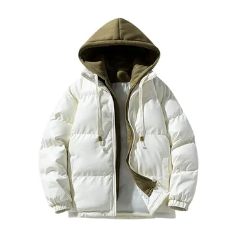 Winter Men'S Fake Two Piece Zipper Hooded Coat Thickened Warm Coat Winter Jackets For Men куртка мужская зимняя пальто Chaquetas