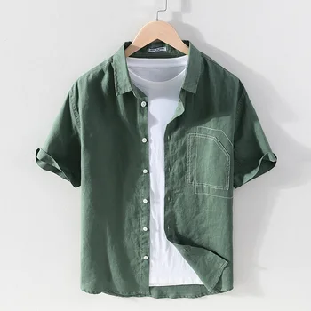 Бренд Suehaiwe's, однотонная рубашка в итальянском стиле, мужские летние зеленые рубашки с короткими рукавами, мужские топы, мужская одежда camisa