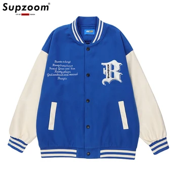 Supzoom Новое поступление, Брендовая одежда с вышивкой в рубчик, Бейсбольный хлопковый Свободный повседневный топ, модное пальто, куртка-бомбер для мужчин