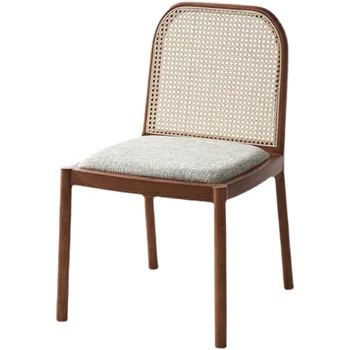 Плетеные стулья из ротанга Nordic из массива дерева, обеденные стулья, бытовые мягкие сумки для сидения, обеденные столы, стулья, стулья для учебы