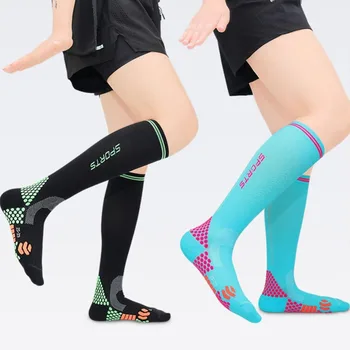 Компрессионные носки в дальнем инфракрасном диапазоне, улучшающие компрессию, Противоскользящие футбольные носки с ионами титана, нейлоновые носки-бустеры, защищающие от пота, мужские и женские