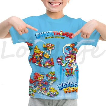 Детские футболки Kazoom Super zings, Летняя Детская Футболка для мальчиков и девочек, Футболка SuperThings С Коротким рукавом, Повседневные Футболки Для Малышей, Топы
