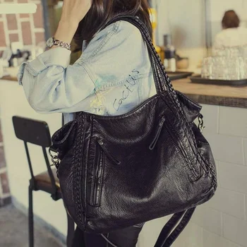 2023 Новая Корейская женская сумка, модная повседневная кожаная сумка через плечо, Мягкая кожаная большая сумка, сумка для мамы, кошельки и сумки