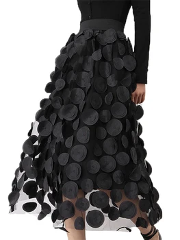 Женская юбка-пачка из тюля, однотонная юбка трапециевидной формы с эластичной сеткой в 3D горошек, сказочная юбка для пляжной вечеринки, уличная одежда