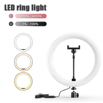 Светодиодный Кольцевой Светильник Dimmable Selfie Ring Light USB кольцевая лампа Для Фотосъемки с Держателем Телефона для Макияжа Youtube Video Live Lamp