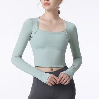 Новые обтягивающие женские шорты для йоги с накладками на грудь, дышащий топ для фитнеса, длинные рукава для бега LULU Sports