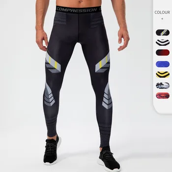 Мужские штаны для бега, Компрессионные Леггинсы для бега, Мужская одежда для фитнеса, Тренировочные колготки, Однотонная спортивная одежда, Сексуальный Мужской Облегающий рашгард