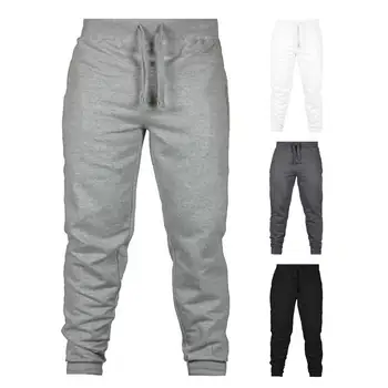 Мужские осенние спортивные брюки из утолщенного плюша, мужские зимние брюки, теплые облегающие спортивные брюки с эластичным поясом и карманами на щиколотках
