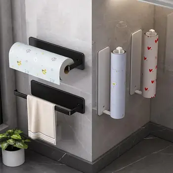 Кухонная подставка для бумажных полотенец, Клейкая подставка для кухонной рулонной бумаги, подставка-органайзер С прочным несущим дизайном, Аксессуары для ванной комнаты