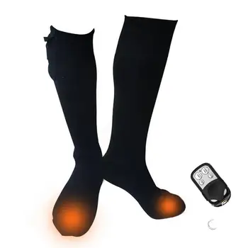 Носки с подогревом, стираемые Термоноски с дистанционным управлением и батарейным подогревом, очень толстые утепленные носки для экипажа, 3 режима нагрева