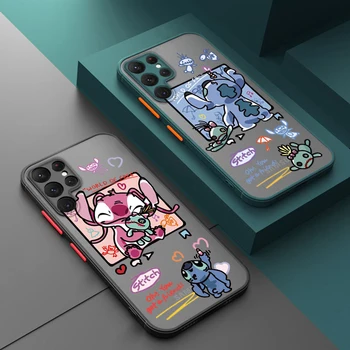 Disney Stitch Cute для Samsung S23 S22 S21 Note 20 10 Ultra S20 FE S10 Lite Plus матовый полупрозрачный чехол для телефона