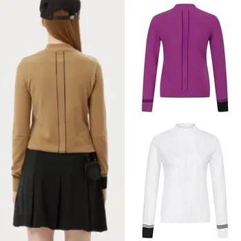 Новый осенне-зимний женский вязаный пуловер для гольфа, теплый свитер для гольфа с длинным рукавом, спортивная одежда с высокой эластичностью