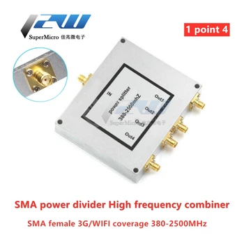 Разветвитель мощности SMA 1 точка 4 Высокочастотных 380-2500 МГц 4 разветвителя мощности 3G/WIFI покрытие, 4 Делителя мощности Радиочастота 1 шт.