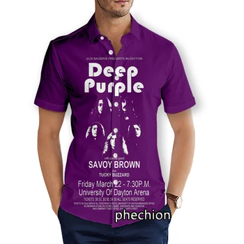 Летние Гавайские Мужские Пляжные Рубашки С Коротким Рукавом Deep Purple Band С 3D Принтом, Повседневные Рубашки, Модная Уличная Одежда, Мужские Топы X10