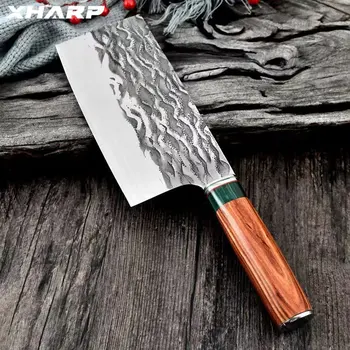 Кухонный нож-тесак 9Cr18Mov высокой твердости, шеф-повар для нарезки мяса, нож для овощей, нож для приготовления пищи с ручкой из сандалового дерева, высокое качество