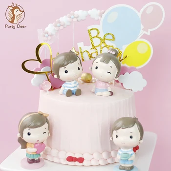 Украшение торта мультяшными милыми мальчиками и девочками кукла для поцелуев украшение торта украшение десертного стола