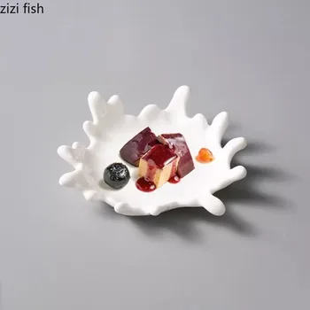 Креативная Керамическая обеденная тарелка в форме коралла Неправильной формы Фруктовая тарелка Салатница Десертные тарелки Тарелки для суши Специальная Посуда