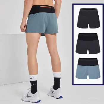 (XS-3XL) Мужские спортивные шорты для марафона без следов, быстросохнущие Короткие штаны для бега с карманом для телефона на молнии, шорты для фитнеса