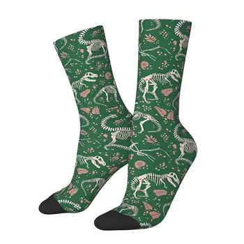 Сумасшедший носок для мужчин, найденные при раскопках окаменелости изумрудного и розового цвета, винтажные окаменелости динозавров, повседневные компрессионные носки для экипажа.