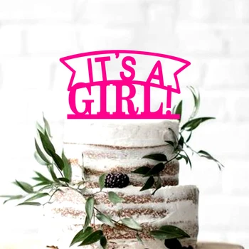 Персонализируйте акриловый розовый топпер для торта для девочки, раскрывающий пол, аксессуары для вечеринки в честь дня рождения для девочки
