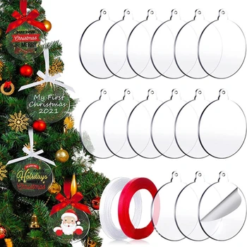 Набор из 10 рождественских акриловых круглых подвесок-дисков для украшения своими руками