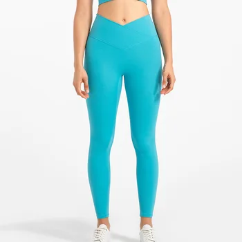 Женские брюки для йоги через плечо с высокой талией 2024, облегающие живот, спортивные длинные брюки для фитнеса в цветную полоску