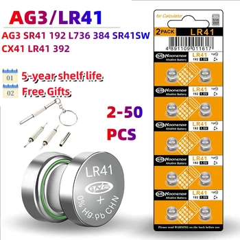 Щелочные Батареи Большой Емкости 2-50шт LR41 AG3 L736 392 384 192 Премиум-класса 1,5 В Кнопочные Батарейки с монетными ячейками для медицинских устройств