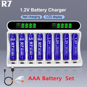 R7 Ni-Mh AAA 1.2V Аккумуляторная Батарея 3a 800mAh + ЖК-Быстрое Зарядное Устройство AA AAA