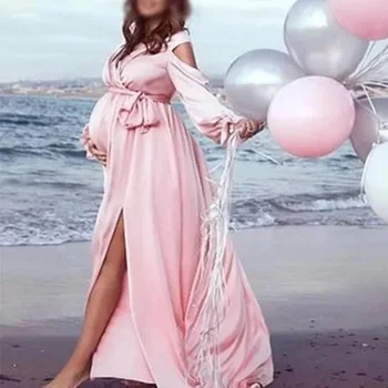 Сексуальное платье для фотосессии беременных с разрезом спереди, длинный Глубокий V-образный вырез, макси-платье для беременных, реквизит для фотосессии в Душе ребенка