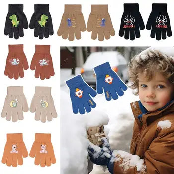 1 пара ветрозащитных детских перчаток Новые холодостойкие мультяшные перчатки для рук 7-9 лет Осень-зима