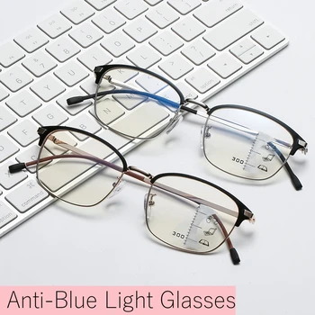 Мужские очки для чтения с защитой от синего света, двойное использование расстояния и дистанции, женские компьютерные очки, модные очки для пресбиопии