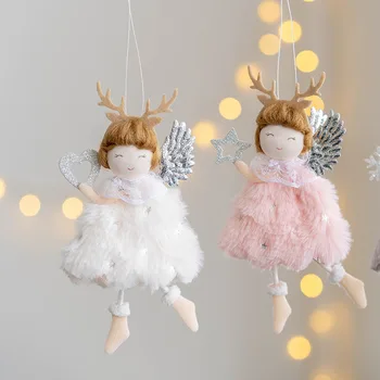 Подарок маленькой девочке на День рождения Плюшевая кукла-ангел Милая мультяшная кукла-игрушка Рождественское украшение для дома Подвеска Детский подарок на праздник