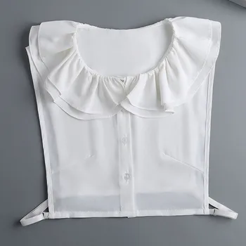 Белая однотонная рубашка с лацканами, искусственный воротник для женщин, Корейская рубашка, Съемный воротник, женский съемный свитер, накладной воротник