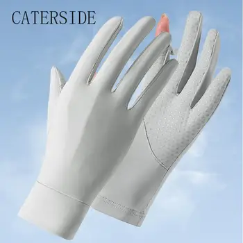 Летняя женская перчатка с откидывающимся пальцем, удобная мужская перчатка, ощущение прохлады, Защита от солнца, противоскользящий сенсорный экран UV400 Для вождения на открытом воздухе