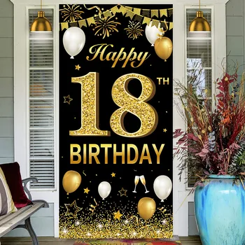 18-е 21-е 30-е 40-е 50-е 60-е Черное Золотое украшение для вечеринки по случаю Дня Рождения Баннер с Днем Рождения Фон Атмосфера Макет Плакат