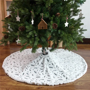 Юбка для рождественской елки, плюшевый коврик для Рождественской елки, Белый Мягкий искусственный мех с вышитой юбкой в виде елки Для украшения рождественской вечеринки