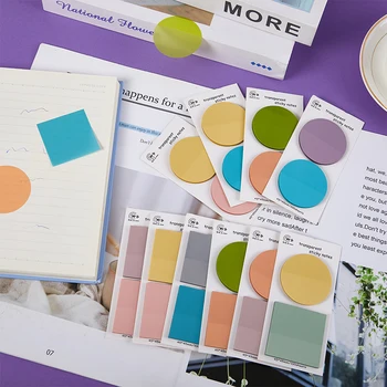 1 комплект прозрачных стикеров Morandi Color для заметок, Блокнот, наклейки для ежедневного списка дел, бумага для заметок для студентов, канцелярские принадлежности для офиса