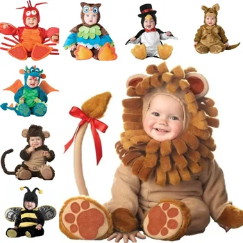6 м-24 м Рождественский Праздничный костюм на Хэллоуин Для новорожденных Девочек, комбинезон со Львом и динозавром, Косплей, Одежда для малышей с Лосями