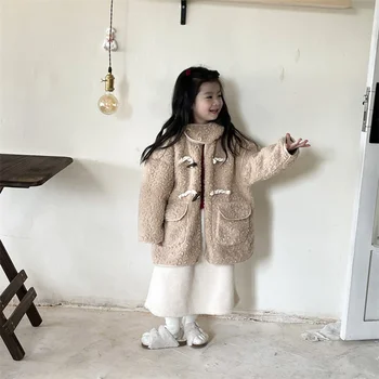 Пальто для девочек Куртка Зимняя Хлопковая Ветровка 2023 Новая теплая утепленная одежда для подростков Высококачественная детская одежда