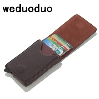 НОВЫЙ алюминиевый держатель для визитных карточек, держатель для кредитных карт из искусственной кожи, RFID-Противоугонный кошелек для проездных карт, блокирующий чехол для Rfid-карт
