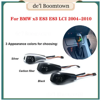 Для BMW x3 E83 E83 LCI 2004-2010 Углеродное Волокно Черный Серебристый СВЕТОДИОДНЫЙ Ручка Переключения Передач Рычаг Переключения Передач Автоматические Аксессуары