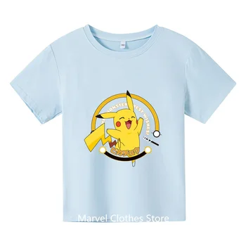 2024 Новая детская футболка Kawaii Pokemon Pikachu, Забавная одежда с принтом Для девочек, Детские рубашки для мальчиков, футболка для маленьких мальчиков