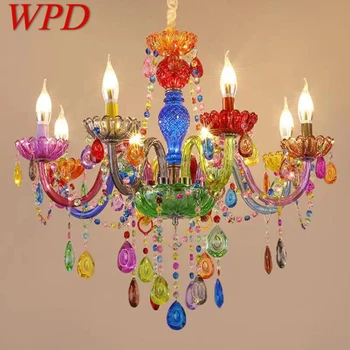 WPD Цветная хрустальная подвесная лампа для рисования, комната для девочек, свеча, Детская комната, гостиная, Ресторан, люстра для спальни