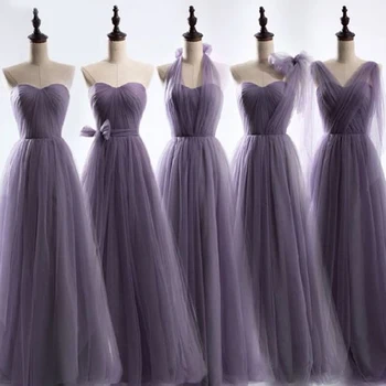 Фиолетовое Свадебное платье Из Тюля, Трансформирующее Платье Подружки невесты, Элегантное Шикарное Платье В стиле Бохо, Vestido De Fiesta De Boda, Длинное Бальное Платье Elbise