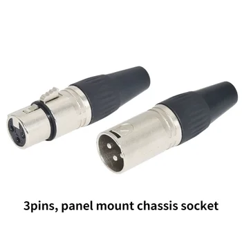 3 Полюса XLR Микрофонный штекер Микрофонный кабель с черным золотым покрытием и серебром 3-контактный XLR штекерный разъем оптом