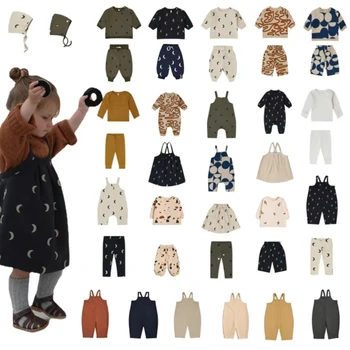 2023 Новый весенний комплект OrganicZoo, милые штаны с завязками на спине для мальчиков и девочек, детский свитер и защитные штаны