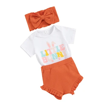 Пасхальный наряд для новорожденной девочки, комбинезон с короткими рукавами 